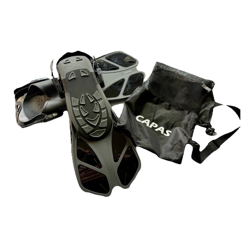 Capas Travel Snorkel Fins Swim Fins Travel Size S/M 4.5-8.5 Black  Sturdy